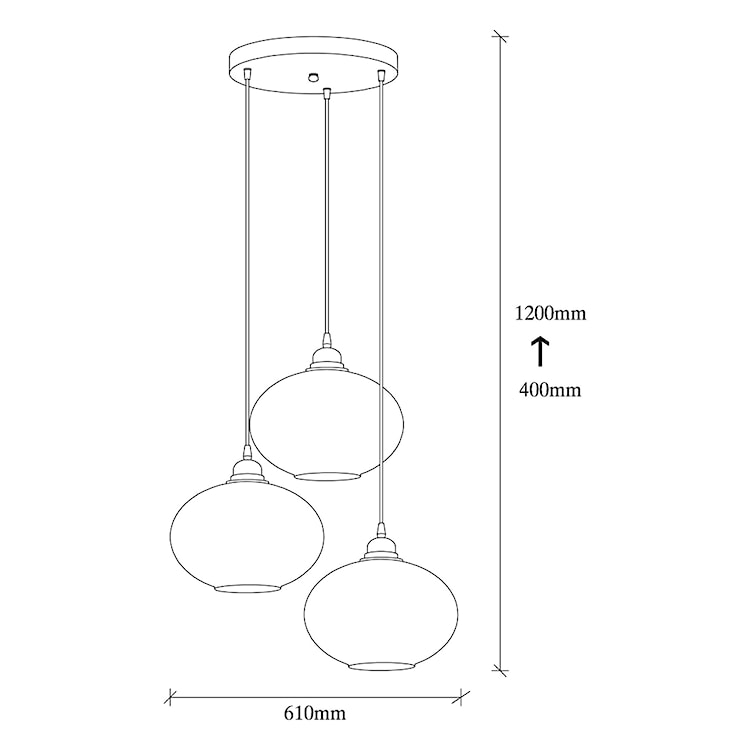 Lampa wisząca Communis x3 kaskada dymiony klosz 61 cm  - zdjęcie 10