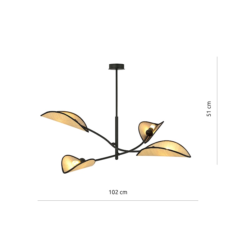 Lampa wisząca Farang x4 czarno-rattanowa  - zdjęcie 6