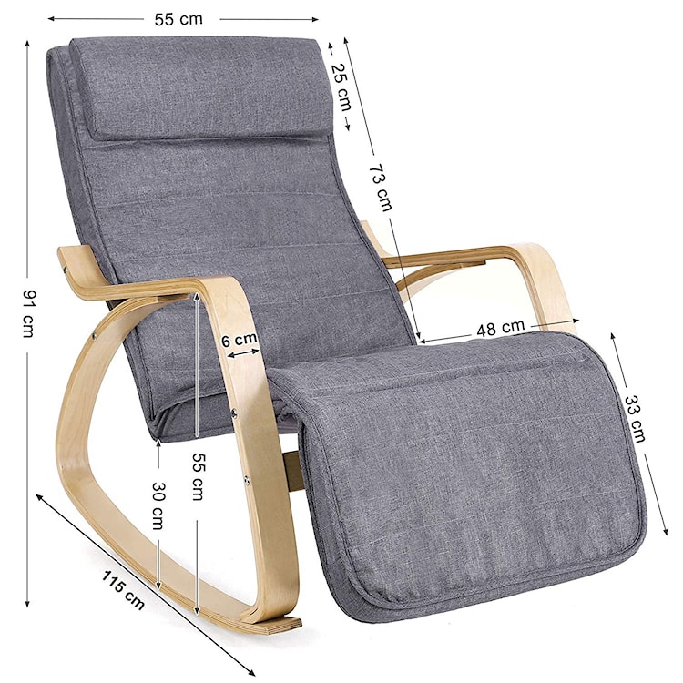 Fotel bujany Lapilli z minimalistycznymi podłokietnikami szary  - zdjęcie 3