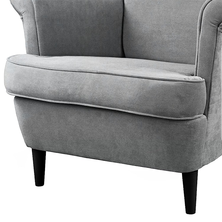 Fotel z podnóżkiem Malmo jasnoszary w tkaninie Easy Clean na czarnych nóżkach  - zdjęcie 4