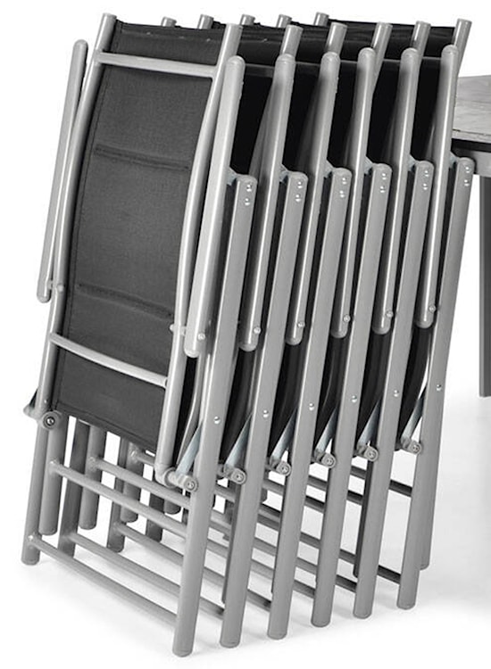 Zestaw mebli ogrodowych Ableand  ze stołem obiadowym i krzesłami sześcioosobowy czarny/srebrny  - zdjęcie 11