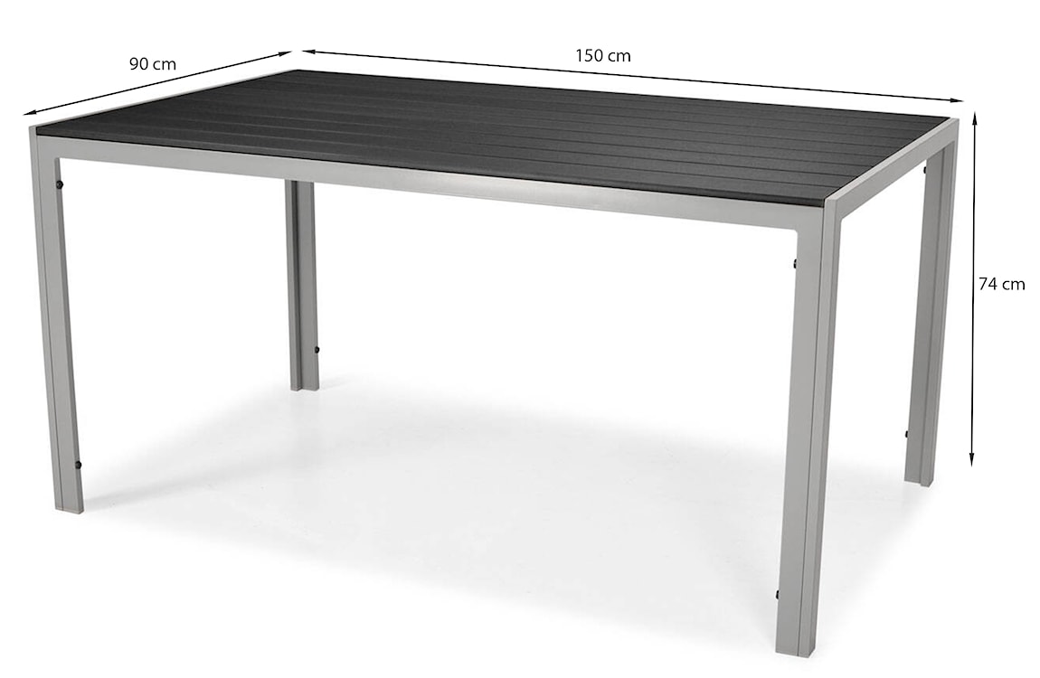 Zestaw mebli ogrodowych Ableand  ze stołem obiadowym i krzesłami sześcioosobowy czarny/srebrny  - zdjęcie 16