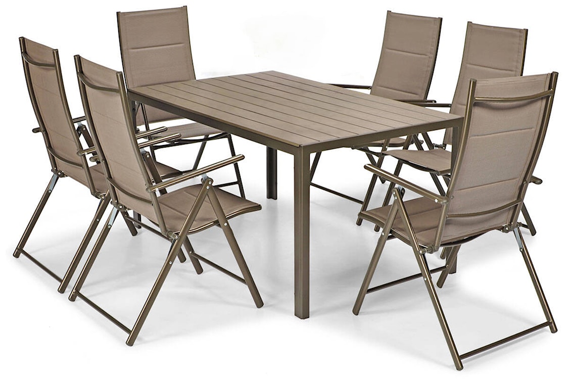 Zestaw mebli ogrodowych Ableand  ze stołem obiadowym i krzesłami sześcioosobowy brązowy