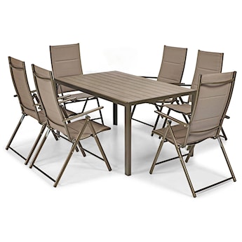 Zestaw mebli ogrodowych Ableand  ze stołem obiadowym i krzesłami sześcioosobowy brązowy