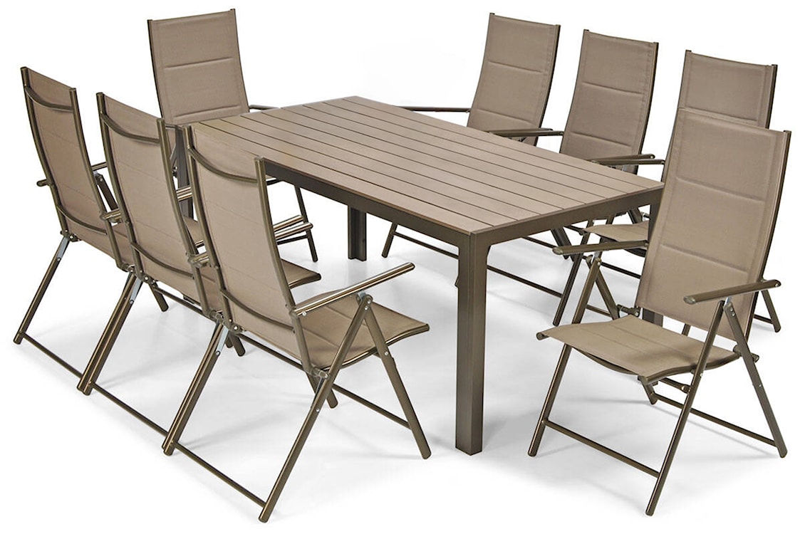 Zestaw mebli ogrodowych Ableand ze stołem obiadowym i krzesłami ośmioosobowy brązowy  - zdjęcie 2