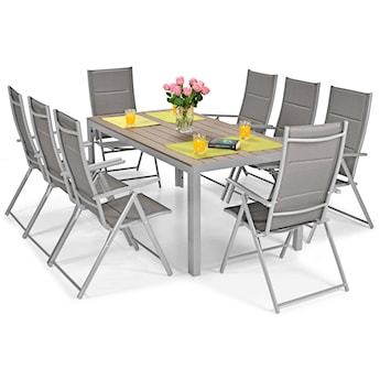 Zestaw mebli ogrodowych Ableand ze stołem obiadowym i krzesłami ośmioosobowy srebrny/brązowy