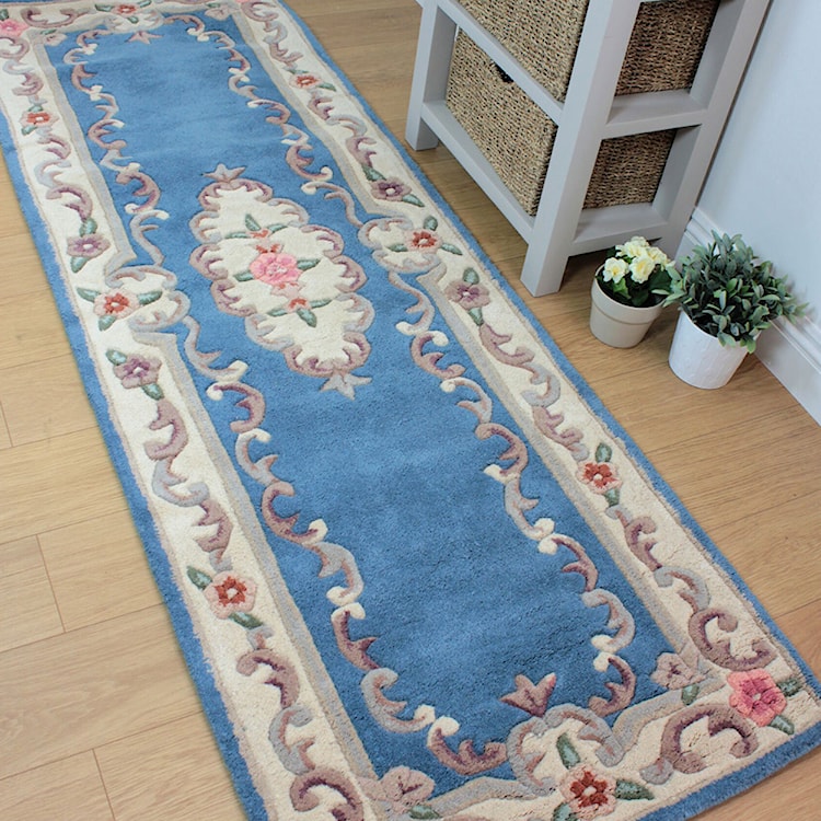 Dywan wełniany Aubusson niebieski Prostokątny/75x150  - zdjęcie 2