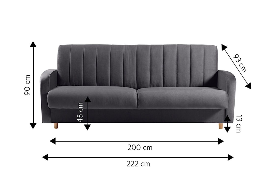 Wersalka rozkładana Auditore 222 cm z pojemnikiem szary welur  - zdjęcie 5