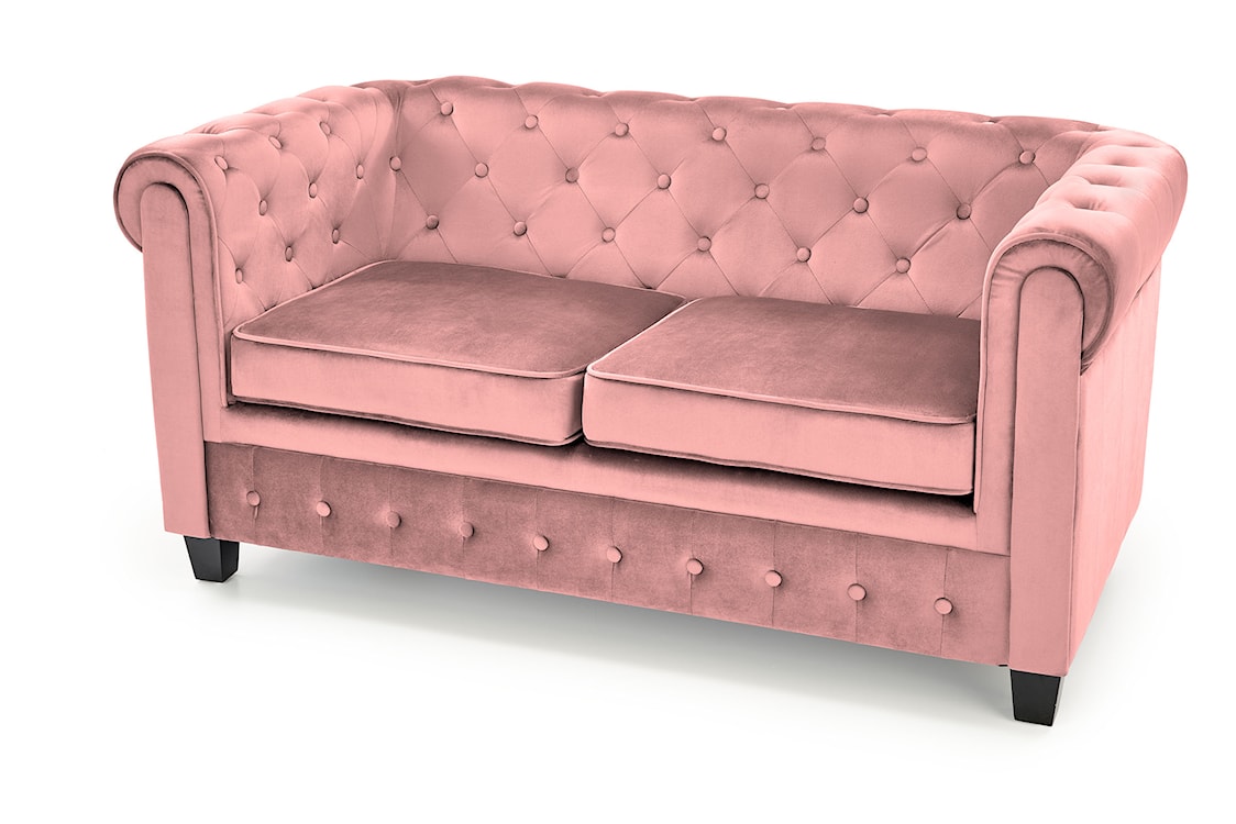 Sofa pikowana Visaus velvet różowy 