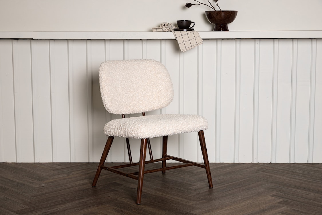 Krzesło tapicerowane Tutice w tkaninie boucle białe  - zdjęcie 2