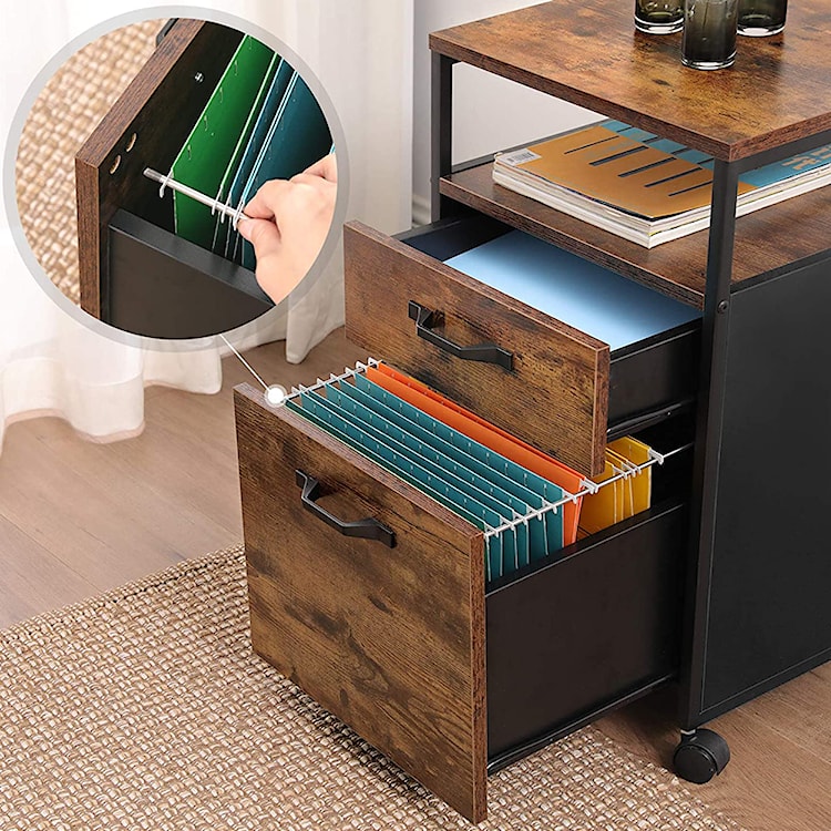 Kontenerek pod biurko Ramizu na kółkach z dwoma szufladami  - zdjęcie 4