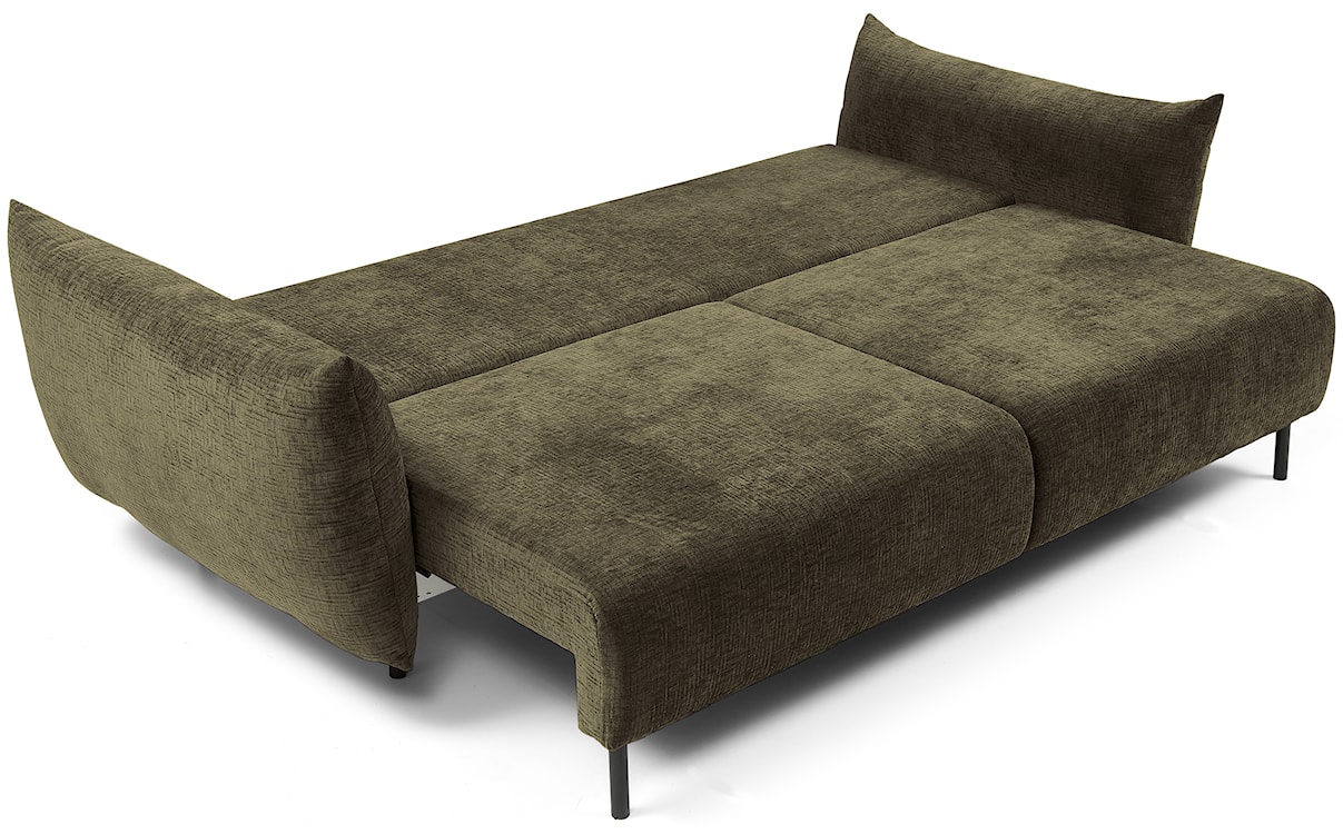 Kanapa rozkładana trzyosobowa Candeiro z pojemnikiem oliwkowa szenil  - zdjęcie 3