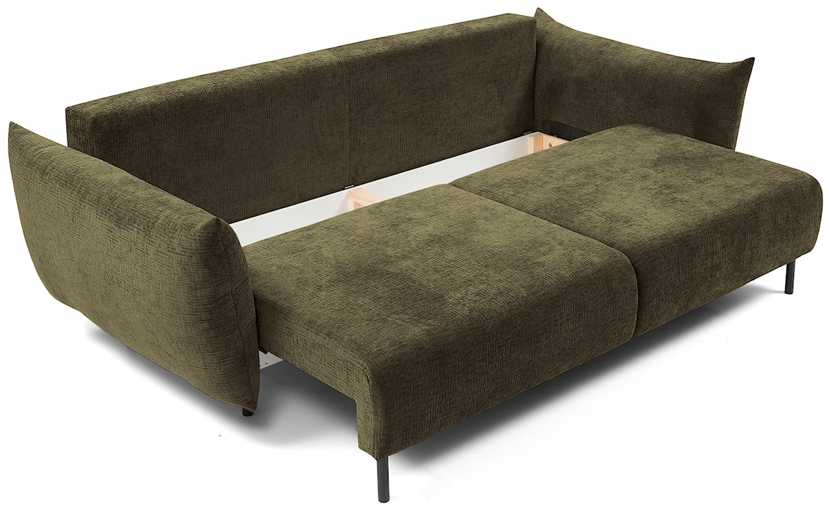 Kanapa rozkładana trzyosobowa Candeiro z pojemnikiem oliwkowa szenil  - zdjęcie 4