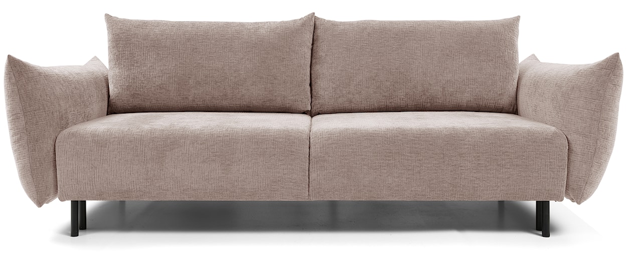 Kanapa rozkładana trzyosobowa Candeiro z pojemnikiem beżowa szenil 