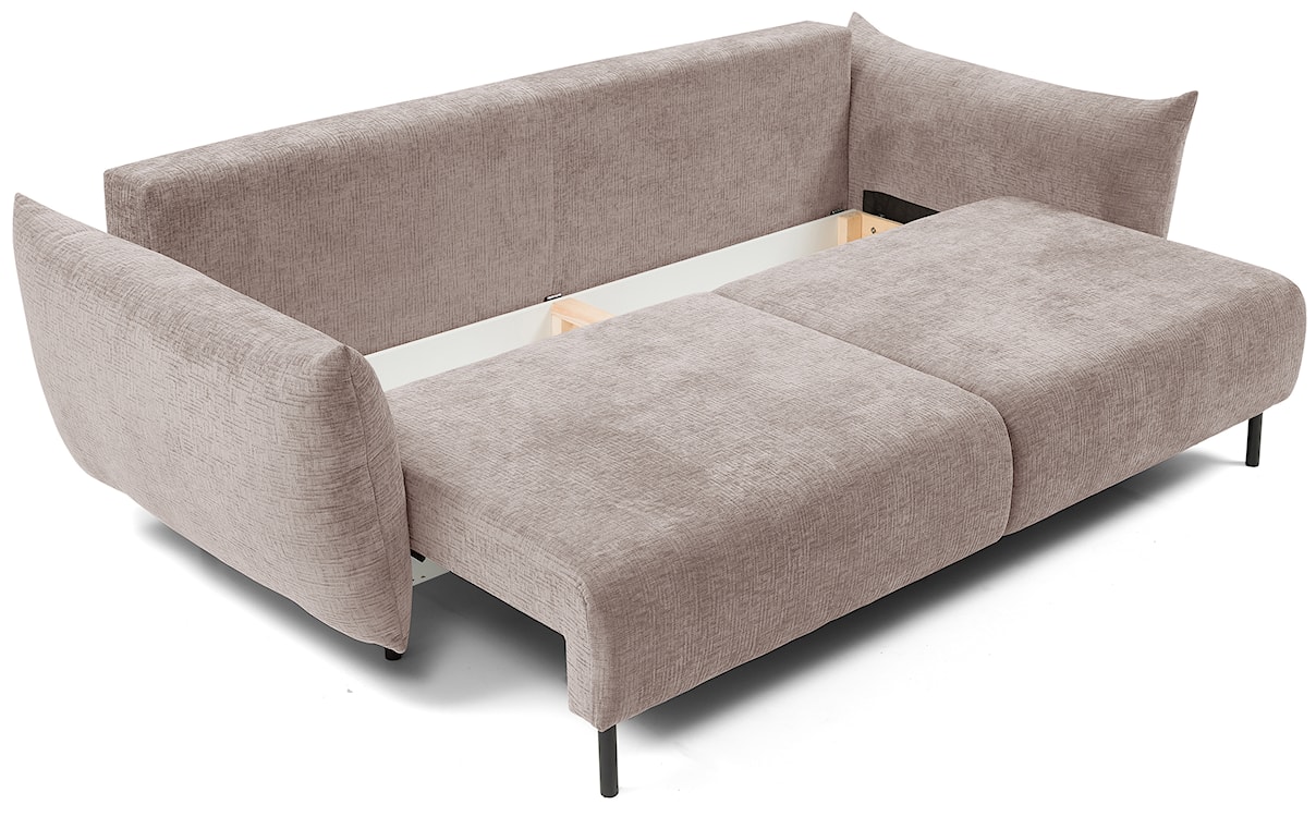 Kanapa rozkładana trzyosobowa Candeiro z pojemnikiem beżowa szenil  - zdjęcie 9