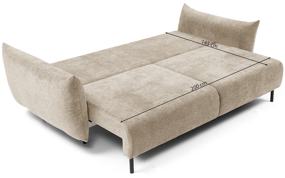 Kanapa rozkładana trzyosobowa Candeiro z pojemnikiem beżowa szenil  - zdjęcie 17