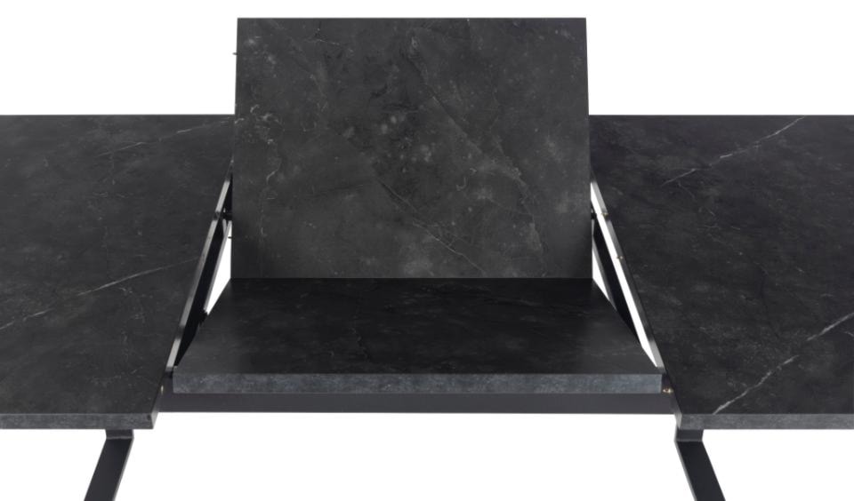 Stół rozkładany Adhafera prostokątny czarny marmur 160(220)x90x75 cm  - zdjęcie 5
