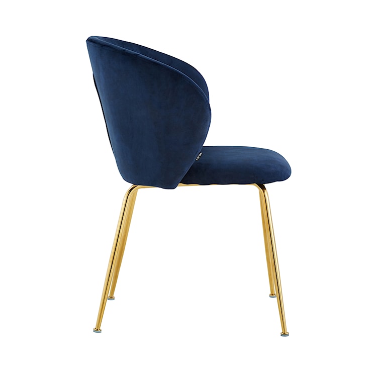 Krzesło tapicerowane Mealize w tkaninie hydrofobowej granatowy velvet na złotych nogach  - zdjęcie 2