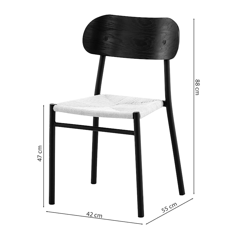 Krzesło drewniane Blimment plecione siedzisko czarne  - zdjęcie 8