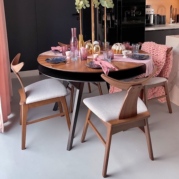 Krzesło drewniane Henrico orzech szare  - zdjęcie 3