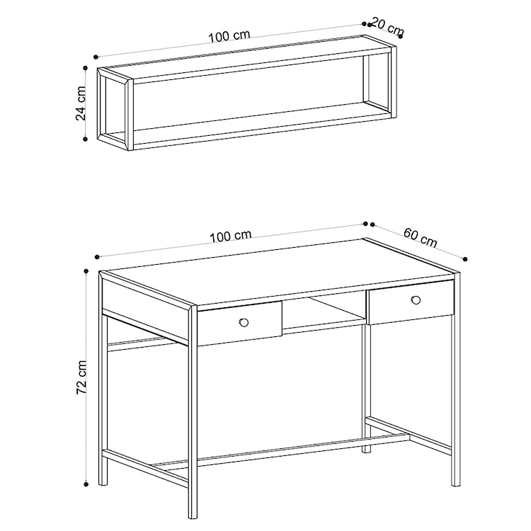 Biurko Gerian 100x60 cm z półką wiszącą  - zdjęcie 4