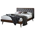 Łóżko drewniane z tapicerowanym zagłówkiem Somiro 160x200 cm