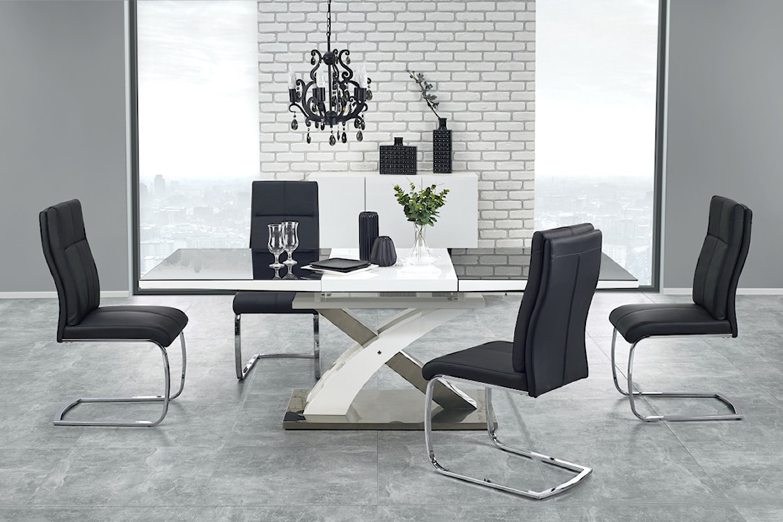Stół rozkładany Reinosa 160-220x90 cm czarny ze szklanym blatem  - zdjęcie 3