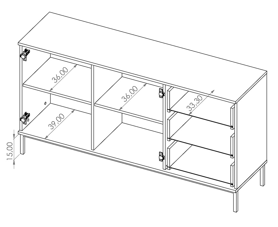 Komoda dwudrzwiowa Perila 150 cm z szufladami czarna  - zdjęcie 5