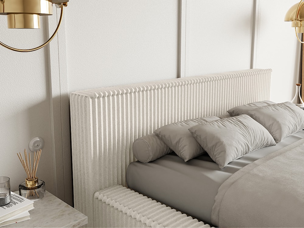 Łóżko tapicerowane Affolio 180x200 cm z pojemnikiem kremowe gruby sztruks  - zdjęcie 7