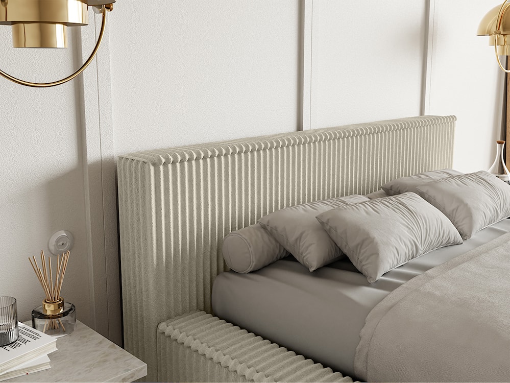 Łóżko tapicerowane Affolio 180x200 cm z pojemnikiem jasnobeżowe gruby sztruks  - zdjęcie 7