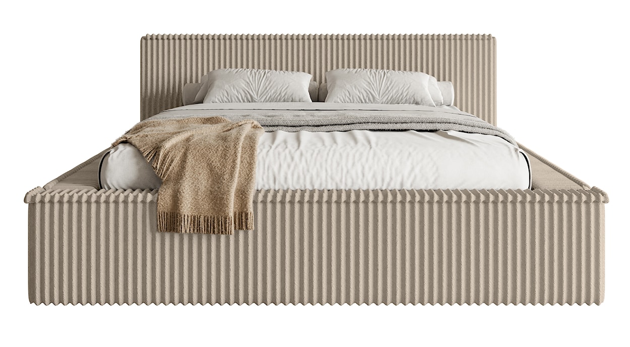 Łóżko tapicerowane Affolio 160x200 cm z pojemnikiem ciemnobeżowe gruby sztruks  - zdjęcie 4
