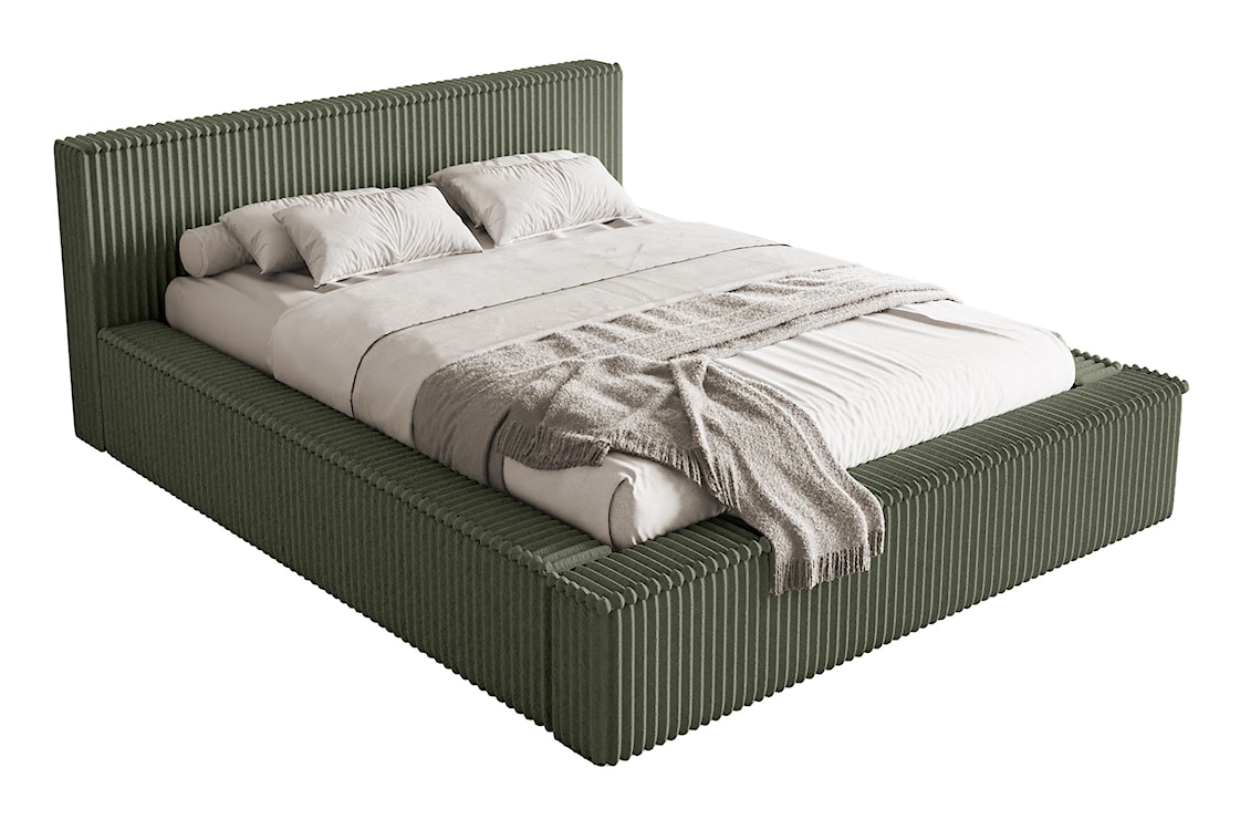 Łóżko tapicerowane Affolio 160x200 cm z pojemnikiem khaki gruby sztruks  - zdjęcie 5