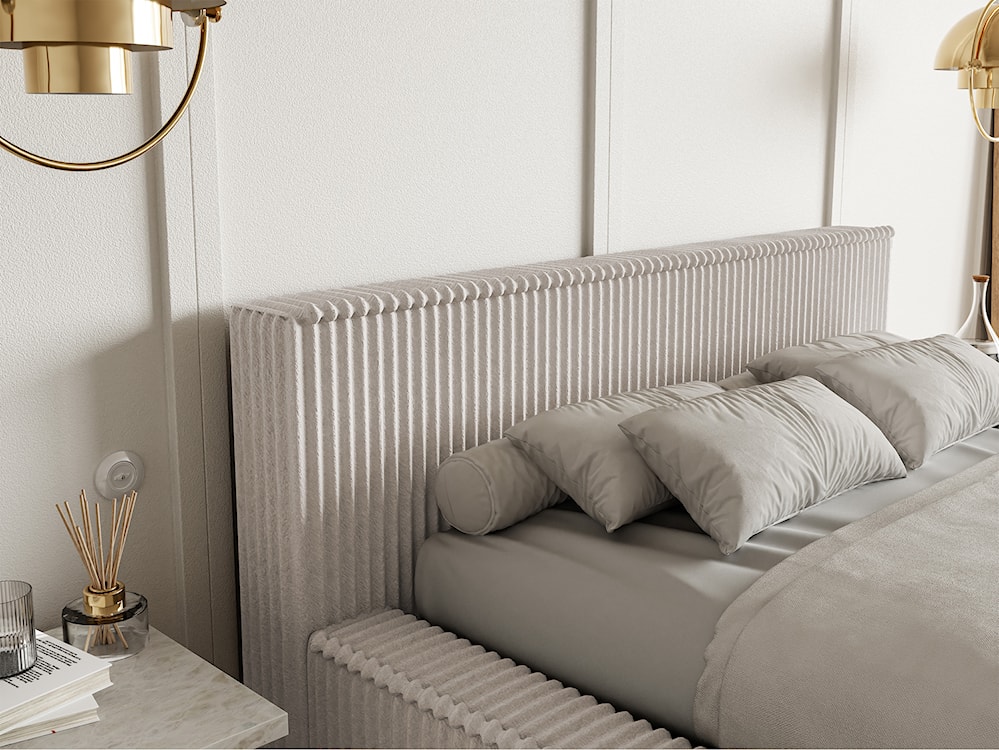 Łóżko tapicerowane Affolio 160x200 cm z pojemnikiem szarobeżowe gruby sztruks  - zdjęcie 7