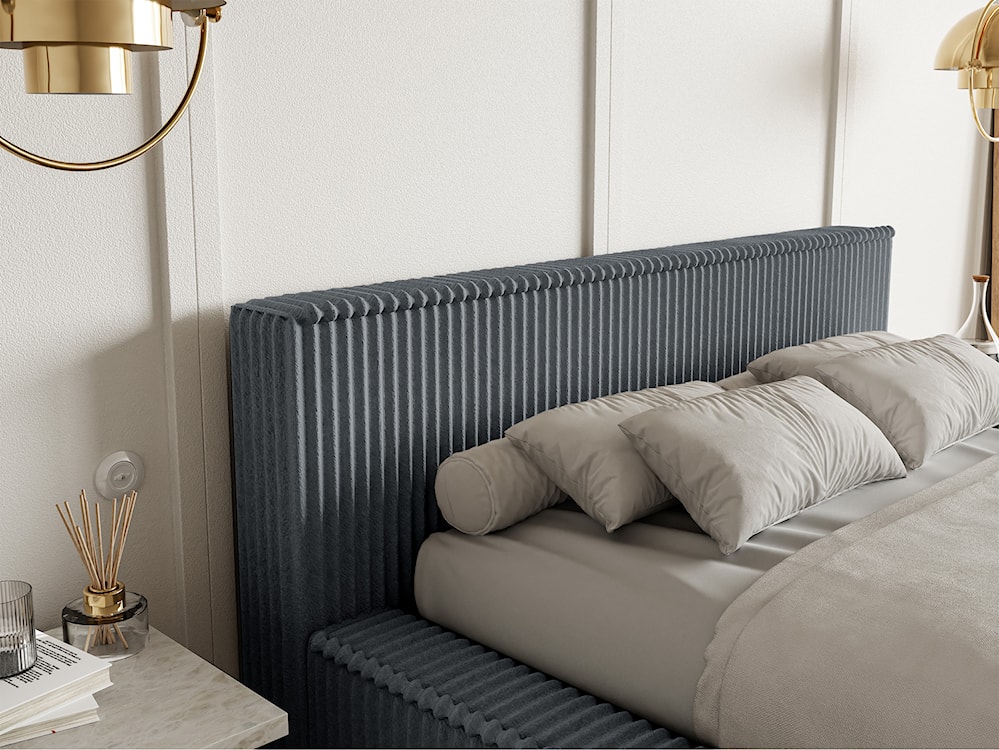 Łóżko tapicerowane Affolio 160x200 cm z pojemnikiem szare gruby sztruks  - zdjęcie 7