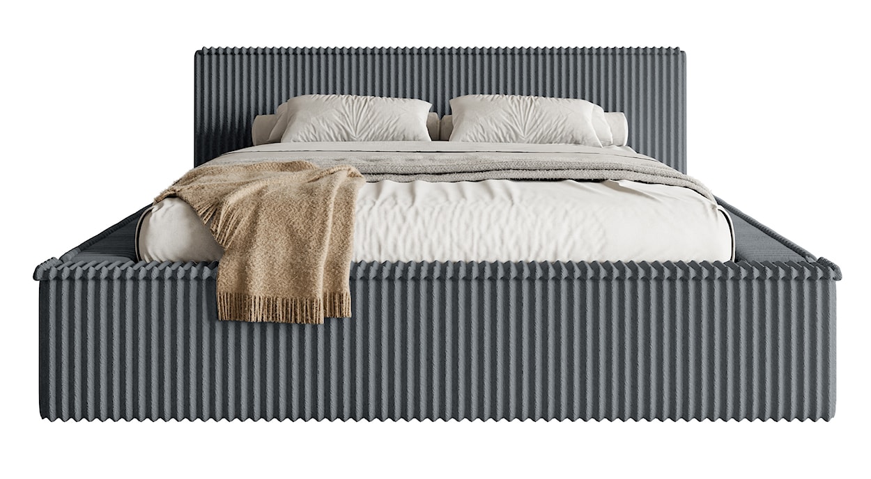 Łóżko tapicerowane Affolio 160x200 cm z pojemnikiem szare gruby sztruks  - zdjęcie 4