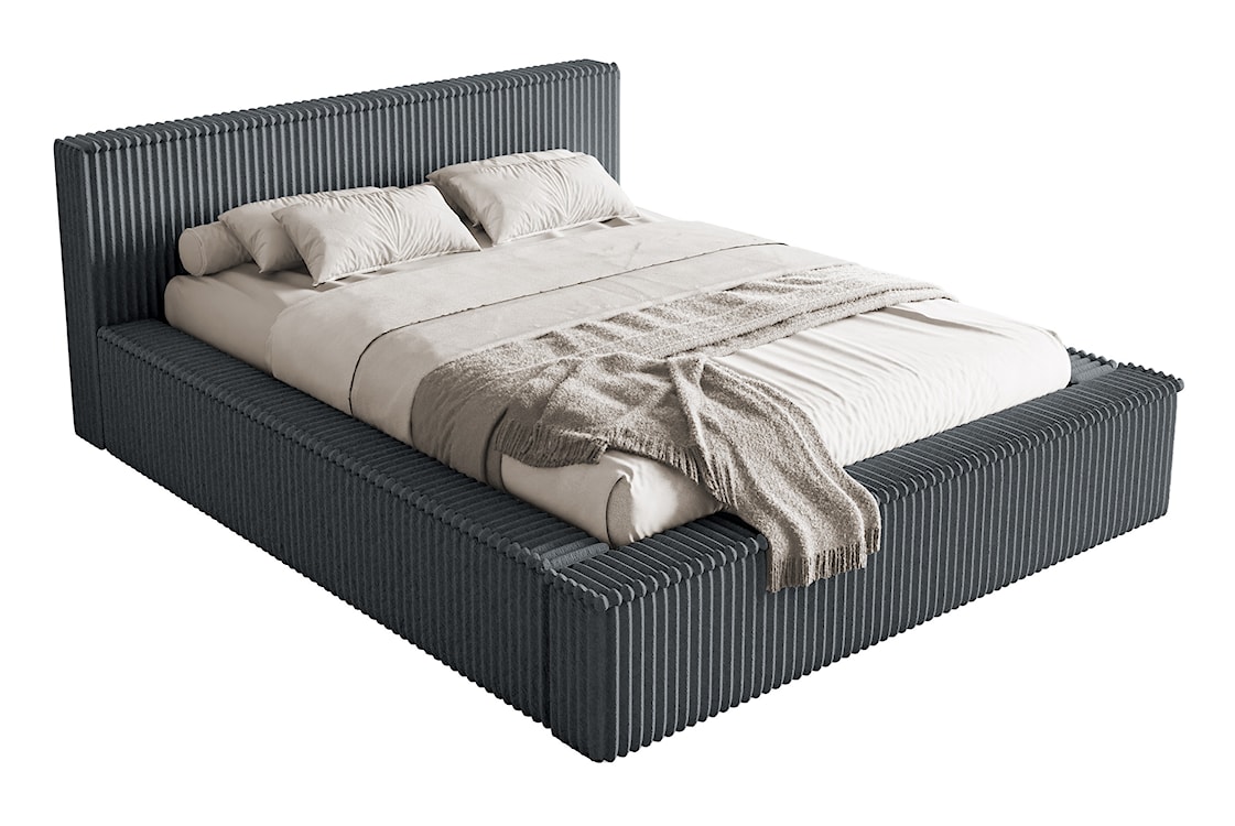 Łóżko tapicerowane Affolio 160x200 cm z pojemnikiem szare gruby sztruks  - zdjęcie 5