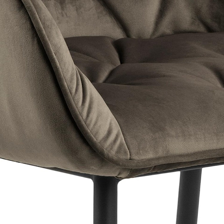 Krzesło tapicerowane Agamos ciemnobeżowe z podłokietnikami velvet  - zdjęcie 7