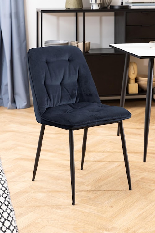 Krzesło tapicerowane Agamos granatowy miękka tkanina velvet  - zdjęcie 8