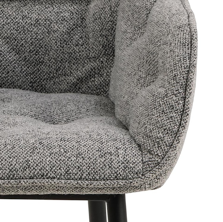 Krzesło tapicerowane Agamos szare z podłokietnikami na metalowych nóżkach boucle  - zdjęcie 4