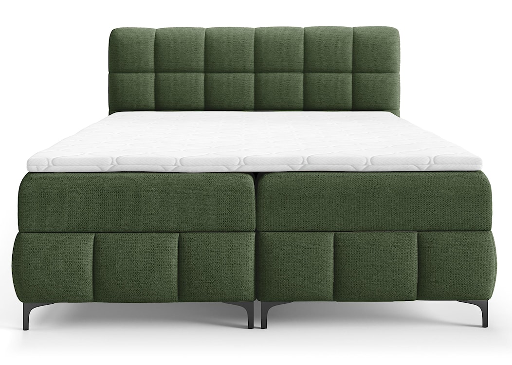 Łóżko kontynentalne 180x200 cm Almagri z dwoma pojemnikami i topperem oliwkowe szenil hydrofobowy  - zdjęcie 4