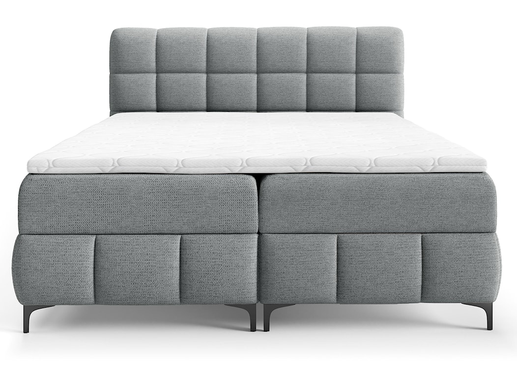 Łóżko kontynentalne 160x200 cm Almagri z dwoma pojemnikami i topperem szare szenil hydrofobowy  - zdjęcie 4