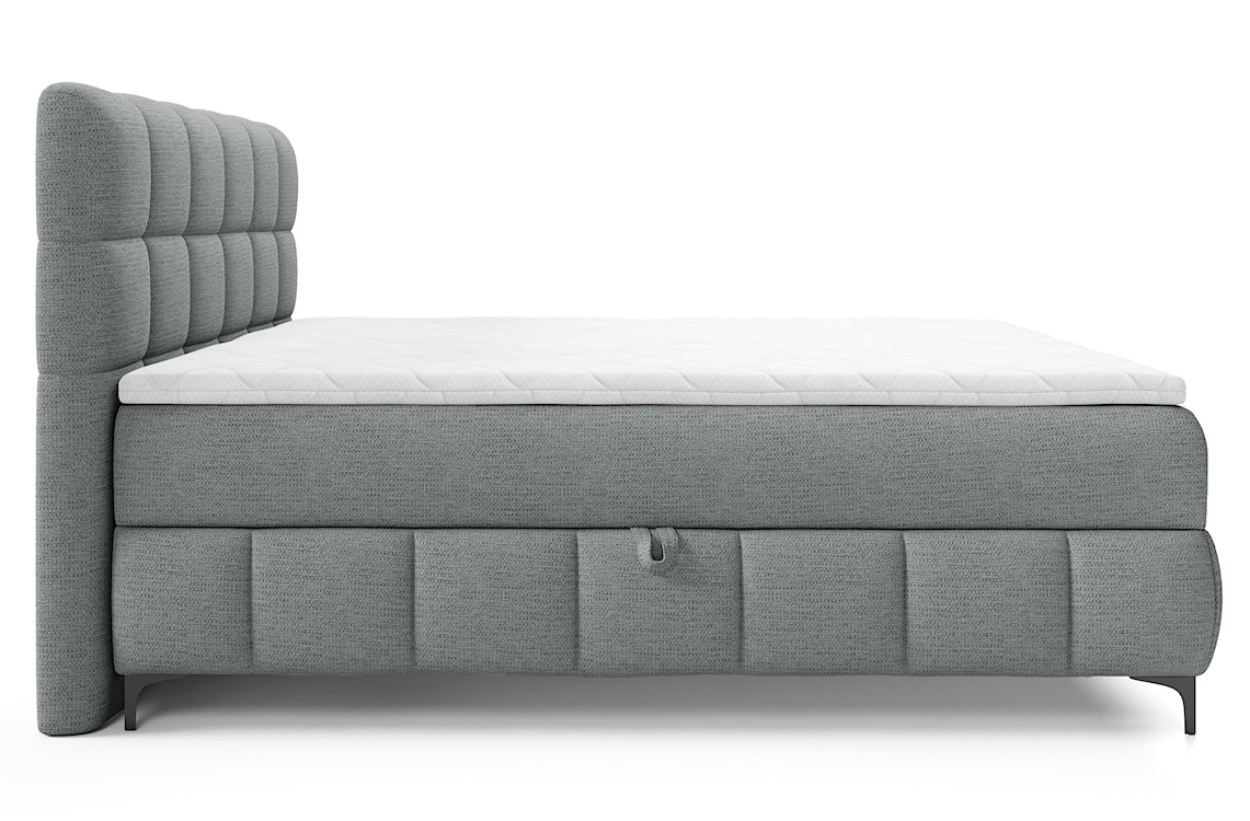 Łóżko kontynentalne 160x200 cm Almagri z dwoma pojemnikami i topperem szare szenil hydrofobowy  - zdjęcie 5