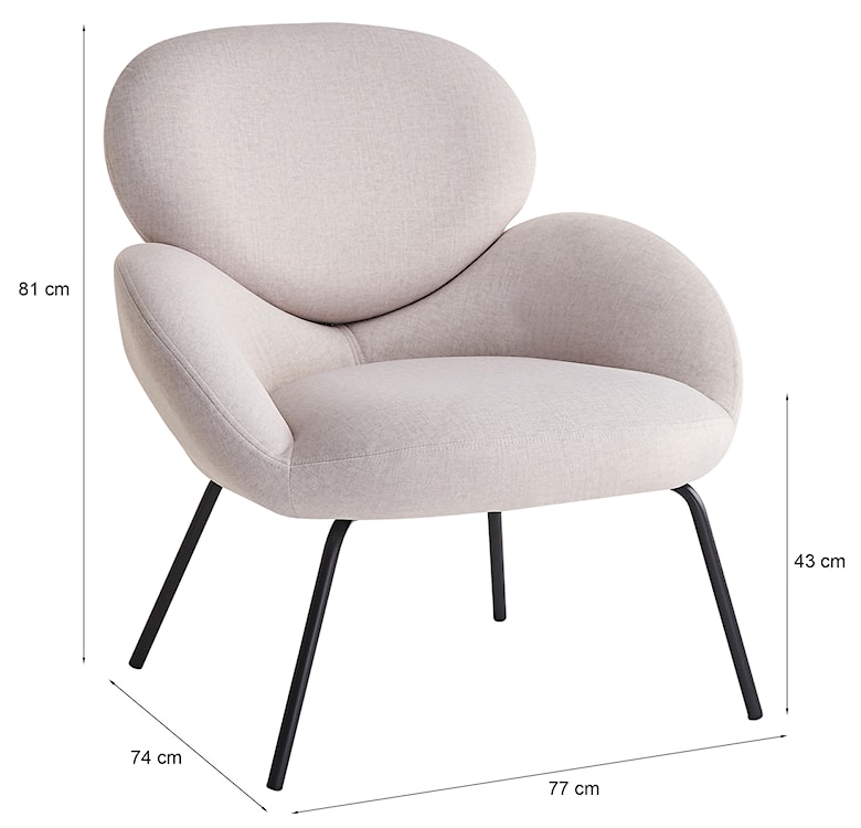 Fotel wypoczynkowy Almone w tkaninie łatwoczyszczącej kremowy welur  - zdjęcie 7