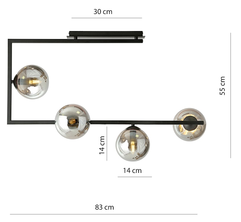 Lampa wisząca Amatted czarno-grafitowa x4  - zdjęcie 4