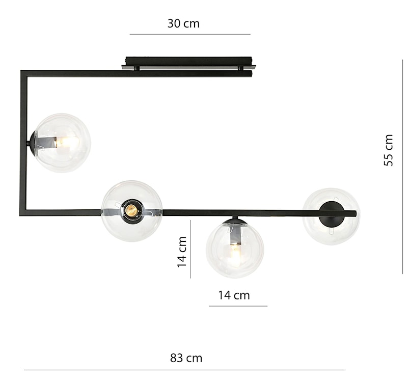 Lampa wisząca Amatted czarno-transparentna x4  - zdjęcie 4