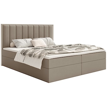 Łóżko kontynentalne 140x200 cm Togents z pojemnikami i topperem brązowe welur hydrofobowy