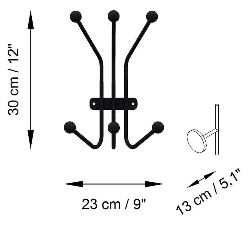 Wieszak ścienny Ant metalowy czarny  - zdjęcie 6