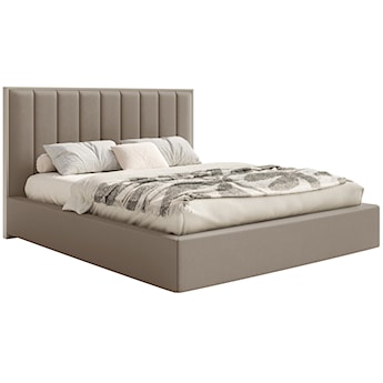 Łóżko tapicerowane 140x200 cm Togents z pojemnikiem i oświetleniem LED stelaż metalowy brązowe welur hydrofobowy