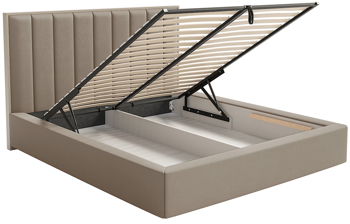 Łóżko tapicerowane 180x200 cm Togents z pojemnikiem stelaż metalowy brązowe welur hydrofobowy  - zdjęcie 6