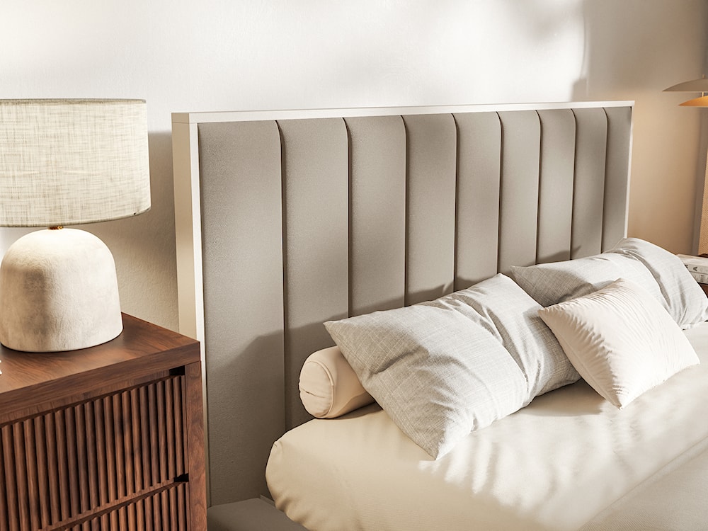 Łóżko tapicerowane 140x200 cm Togents brązowe welur hydrofobowy  - zdjęcie 4